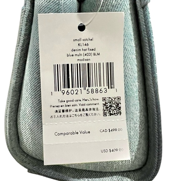 Kate Spade Denim $409 Tag Studded Madison Top Handle Crossbody Satchel - Picture 7 of 8